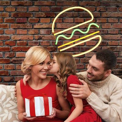 China Theme Park Drop Shipping New Generation Custom Neon Sign LED Hamburger Separate Wall Mounted Neon Sign for sale