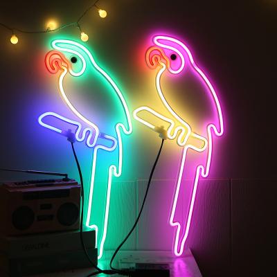 China Theme Park Parrot LED Acrylic Neon Sign High Quality Custom Made Animal Neon Sign for sale