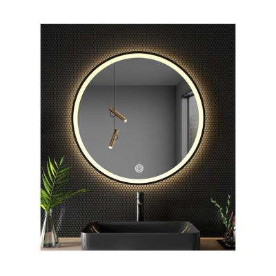 China Round Light Up Bathroom Mirror 3000K - 6000K Black Illuminated Bathroom Mirror for sale