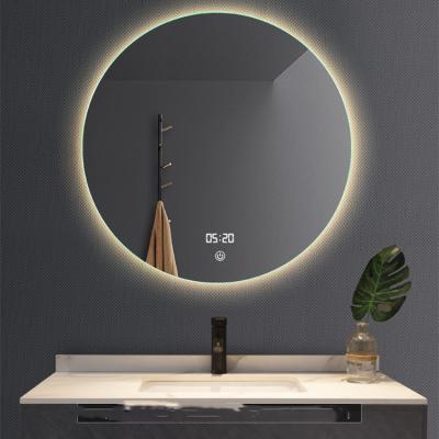 China 3200K Round Backlit LED Mirror Customized Smart Touch LED Mirror Silver for sale