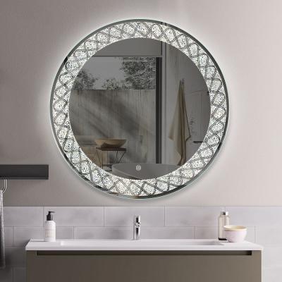 China Round Smart Bathroom Led Mirror Anti Fog Bathroom Magnifying Mirror 12V Voltage for sale