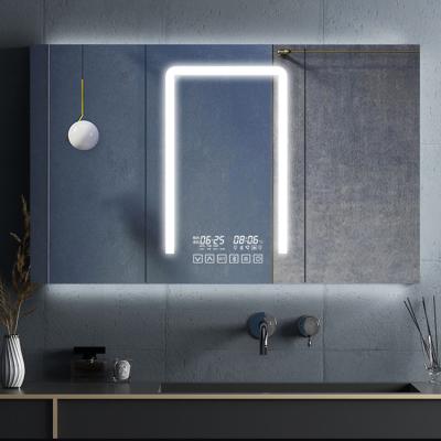 China Anti Fog Lighted Bathroom Mirror Cabinet Aluminum Mirror Cabinet With Lights for sale