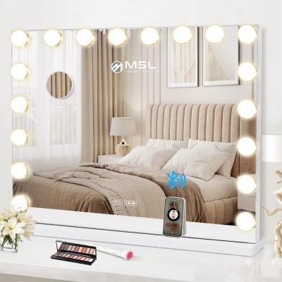 Cina 15 lampadine illuminate Vanity Mirror 5mm LED Hollywood Mirror Rotondo Con Port USB in vendita