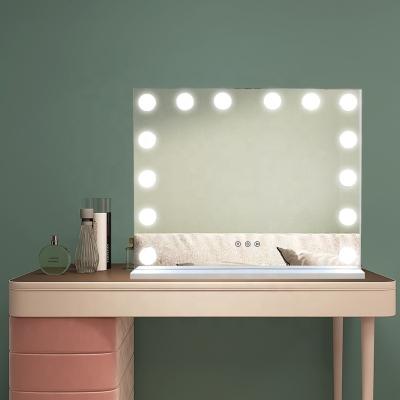 China Aluminum Large Hollywood Vanity Mirror Rectangle Makeup Mirror With Lights for sale