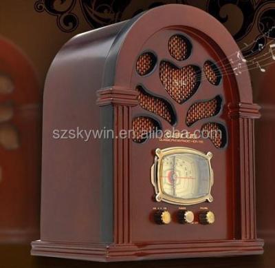 China Home radio antique wooden clock radio for sale