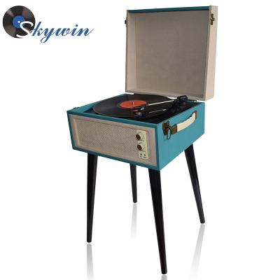 China Vintage Blue Antique Phonograph Tooth LP Turntable Vinyl Record Player for sale