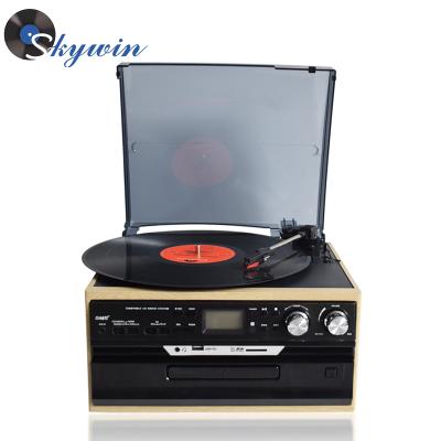 China Direct Retro Usb SD Radio CD Cassette Factory Style Wooden Direct Turntable Player With CD Cassette USB Radio for sale