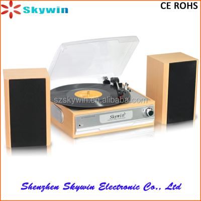 China Retro Radio Skywin Wooden Stereo Player and Turntable Vinyl Records with USB SD Recording, Radio, AM, FM, Cassette for sale