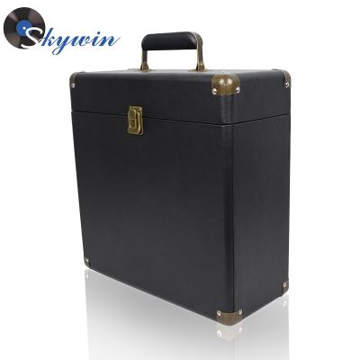 China Portable Vinyl Record Box Vintage Vinyl Record Box Suitcase Box Hold 30 Albums for sale