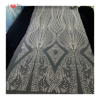 China Soft Touch High Quality Silver Shiny Glitter Bonded Tulle Fabric Custom Fancy Pattern Sugar Voile Lace For Wedding Dresses Nigerian Women for sale