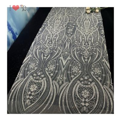 China Soft Touch Hot Selling Shiny Wedding Dress Sparkle Lace Fabric Sparkle Sequin Party Dress Trim Bonded Luxury Tulle French Mesh for sale