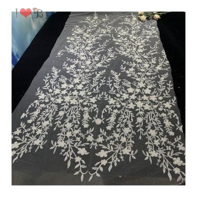 China Soft Touch French Lace Fabric 2022 Queency Sequin Bonded Sequin Bonded Lace Fabric Luxurious Tulle Lace Fabric Africa Silver White Lace for sale