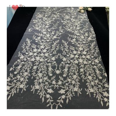 China Soft Touch Wholesale Glitter Foam Lace Tulle Mesh For Wedding Dress Luxury Floral Glitter Lace Fabric,Canton Glitter Lace Factory for sale