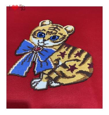 China Soft to touch baby tiger bowknot wearing patch, super good quality patch for nice garment for sale