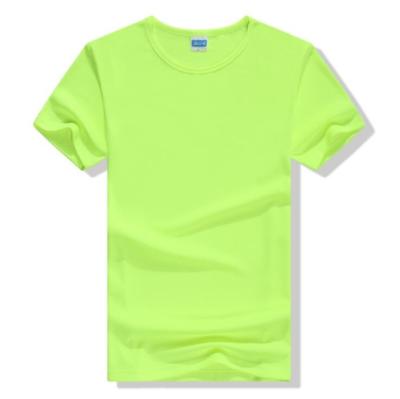 China Custom cheap fluorescent green dry fit 100% polyester anti-shrink t-shirt for promotion for sale