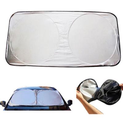 China Custom Hot Sale Eco-friendly Polyester Car Foldable Silver Sunshade With Logo For Promotion Printed for sale