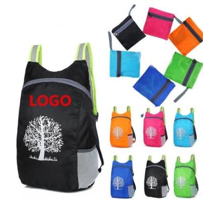 China Custom Foldable Promotional Foldable Sports Backpack Polyester Folding Backpack Lightweight Bag With Logo for sale