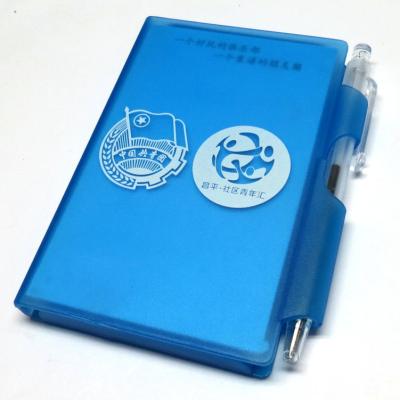 China Mini Plastic Hardcover Notebook Cheap Price Blue Color Small Hard Cover Pen Plastic Notebook For Promotion for sale