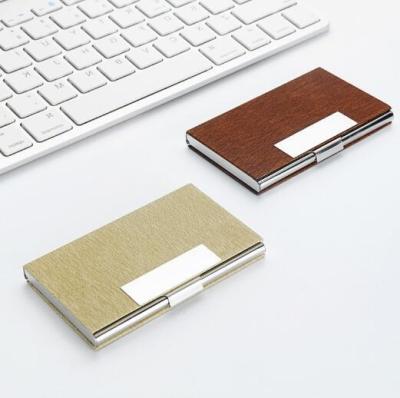 China Amazon Top Grade Business Stainless Steel Card Holder With Top Leather Hot Selling Amazon Luxury Grade PU Business Stainless Steel Card Holder With Top Leather central unit for sale