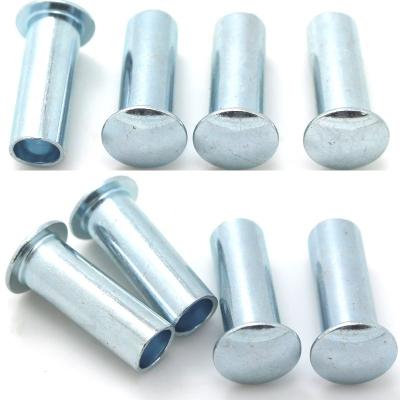 China Custom Steel Head Semi Tubular Hollow Steel Rivet Truss Trivalent White Zinc Plating Rivets for sale