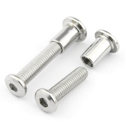 China 304 Stainless Steel HEX Double Cap Flat Rivet Screw Male Female Hex Bolt For Furniture for sale