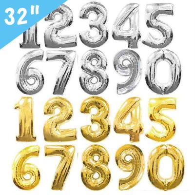 China Latex 32 inch number helium foil mylar balloons 32 inch number foil balloon china number 32 inch happy birthday foil balloon for sale