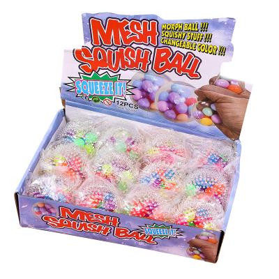 China Colorful Stress Relief Squishy Toy Rainbow Squeeze Squeeze Ball Beads DNA Stress Balls Decompression Toys for sale