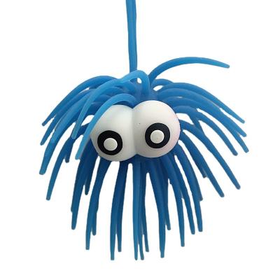 China Big Eyes Elastic Fluffy Ball Fluffy Ball Sea Urchin Stripper Flashing Ball For Kids for sale