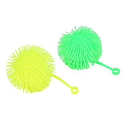 China Soft Hot Flashing Hair Yoyo Stress Ball 90g Ball Tpr Ball Long Fluffy Animal Shaped Stripper for sale