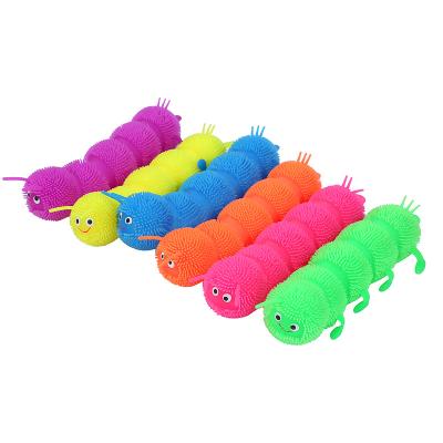 China New Eco-Friendly Soft Squishy Animal Rubber Toys Led Flashing Toy Outdoor Balls Worm Squeezer Ball Stress Ball for sale