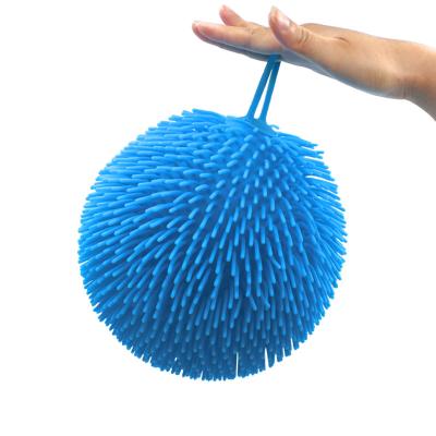 China China Baby Rainbow Koosh Mega Spiky Soft Toy PVC Rubber Puffer Ball for sale