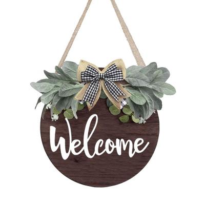 China Europe Braid Front Door Welcome Sign for Farmhouse Door Hangers Front Porch Decor Outdoor Hanging Vertical Sign for sale