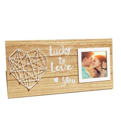 China Home Rustic Decoration Couple Picture Frame 3x3 Picture Frame Love Gift Sign Wall Mounting Handmade 3D String Art for sale