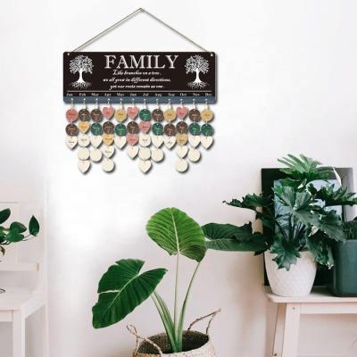 China Europe 2022 Hot Wooden Wall Hanging Sign Family Birthday Reminder Calendar Board Gifts for sale