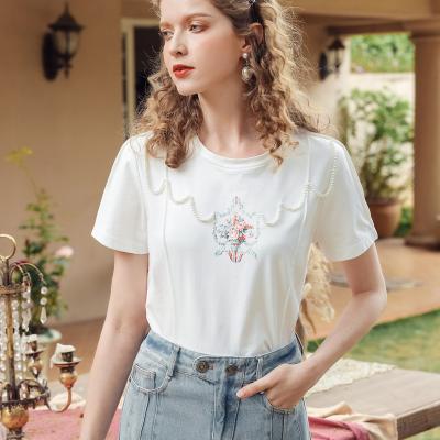 China Women Casual White O-Neck Anti-Wrinkle Summer Short Sleeve T-Shirts Shapes Streetwear Slim Feminine Ladies Solid Tops Shirt for sale