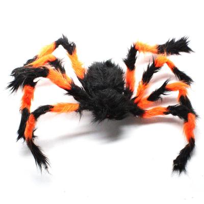 China High-quality 2023 Party Black Orange Color Spoof Funny Halloween Spider Plush Vivid Spiders for sale