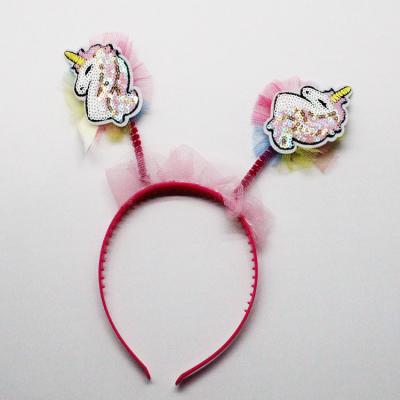 China High-quality Rainbow Party Unicorn Hair Hoop Glitter Rainbow Headband Kids Birthday Headband Party Supplies for sale