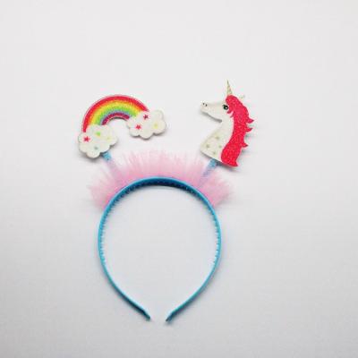 China High-quality Children Baby Headbands Shinning Glitter Fabric Unicorn Hairband Sequin Unicorn Horn Hair Hoop For Girls Kids for sale