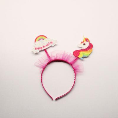 China High-quality Hot Selling Unicorn Hair Accessories Unicorn Headband Unicorn Hair Band With Veil for sale