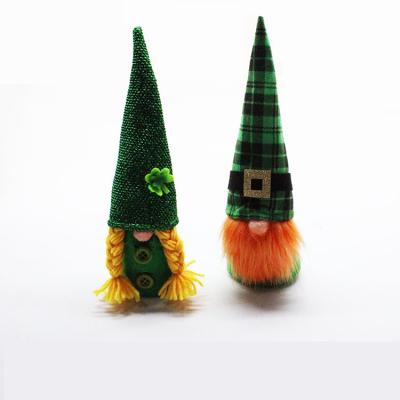 China High-quality 2023 St. Patrick's Day Decorative Ornaments Irish Day Clover Dark Green Faceless Gnome Doll Decorative Ornaments for sale