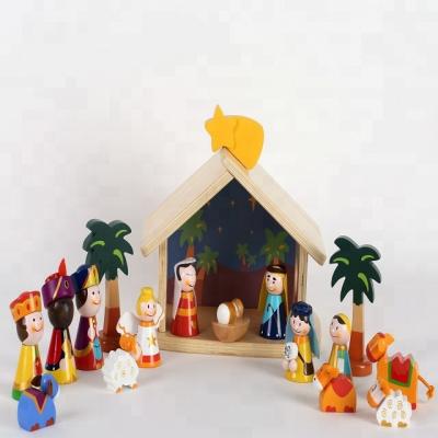 China Mini Christmas Nativity Set Stable L=17.32 of 12 children