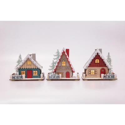 China low price LED decorative wooden nordic house 3A 14.98x8.96x14.66 cm for sale