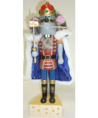 China Cheap Price Cute Wooden 14 Inch Tall Mouse King Christmas Nutcracker 4.72x3.74x14 Inch for sale