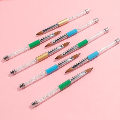 China NAIL New Arrival Factory Price Acrylic Brushes Rhinestone Nail Brushes Marble 12# Pure Nail Art Brush 100% Kolinsky for sale