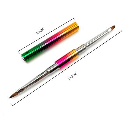 China NAIL Double Ended UV Gel Brush Metal Handle Nail Art Drawing Pen Painting Tools Nail Coating Brush for sale