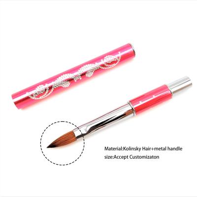 China Wholesale Design Crystal Rhinestone Metal Handle Art Kolinsky Pure Acrylic Brush NAIL for sale