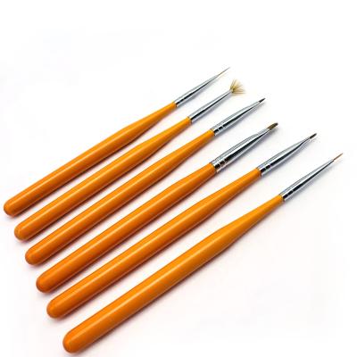 China 2021 Nail Art Liner Brush Set 6pcs Popular Nylon Hair Painting Acrylic Nail Brush Drawing Line for sale