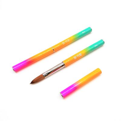 China High Quality Pure Nail Art Tool Customizaton Size 100% Kolinsky Metal Handle Nail Brush for sale