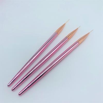 China Hot Sale 3pcs/set NAIL Nail Art Tools Rose Gold Metal Handle Soft Hair Nail Art Liner Brush for sale