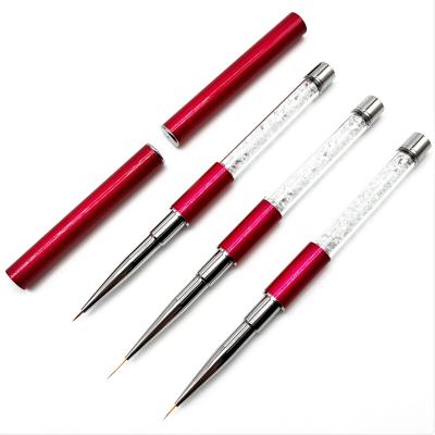 China Low MOQ Nylon Hair Nail Coating Brush Crystal Design Rose Red Acrylic Handle by BIYUE NAIL for sale